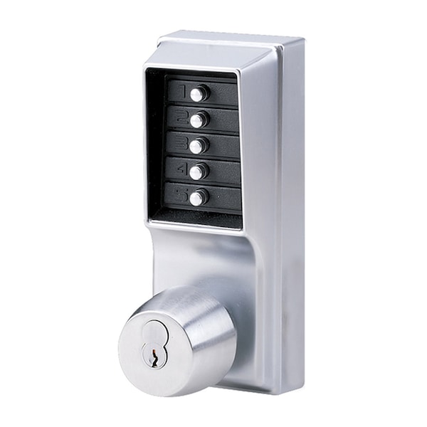Kaba Mechanical Pushbutton Knob Lock Combination Passage with Key Override; 2-3/4in Backset and